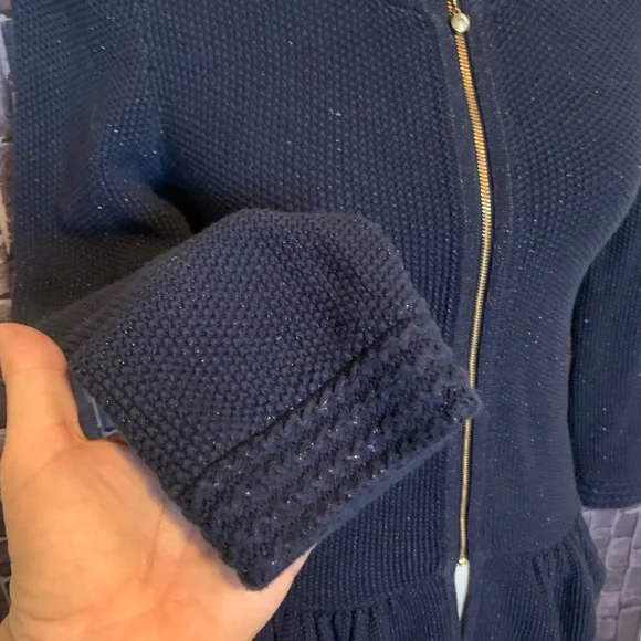 Lilly Pulitzer Navy Peplum Cardigan - Picture 4 of 7